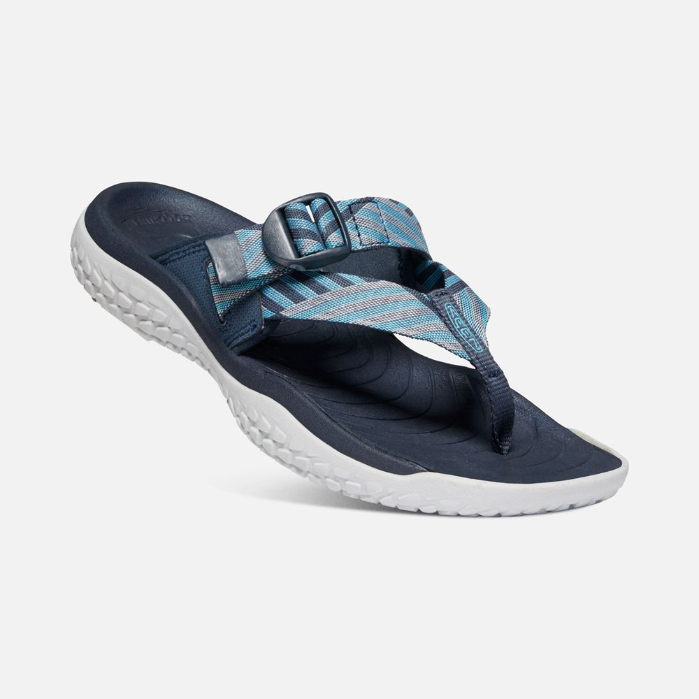 Tong Keen Femme Bleu Marine/Blanche | Solr Toe Post Sandal | IJGMA-3674